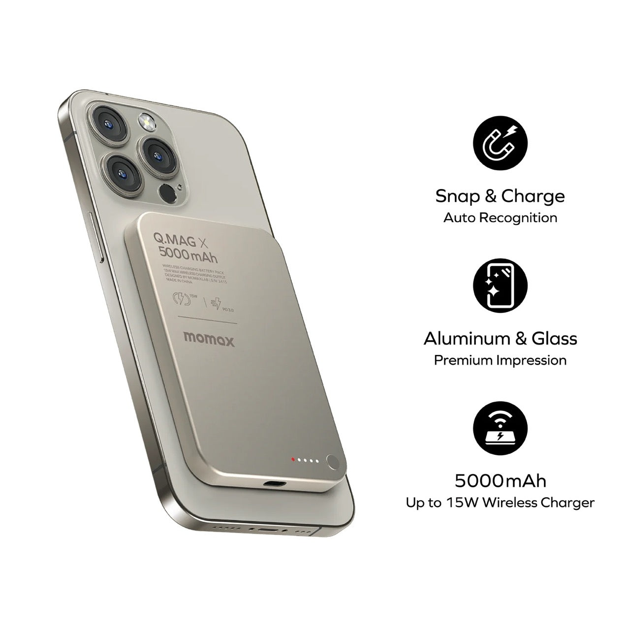 Momax Q.Mag X Magnetic Wireless Power Bank 5000mAh