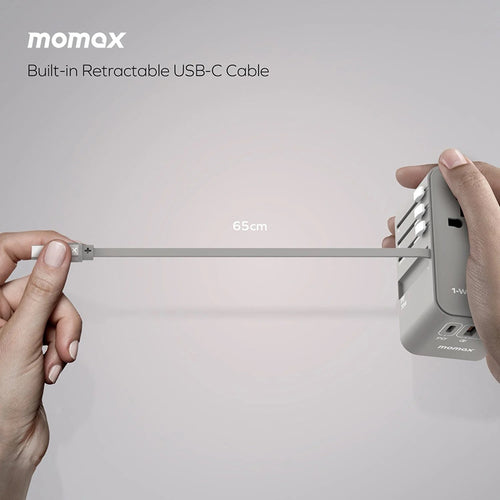 Momax GaN Travel Adaptor With Build-in USB-C Cable