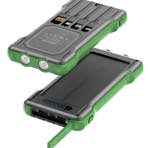 Solar Power Bank with Built‑in Cables