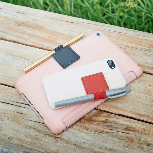 Stick-on Embossed Leather Pen Holder