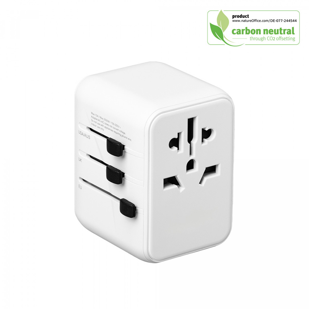 White Matt Universal Travel Adaptor