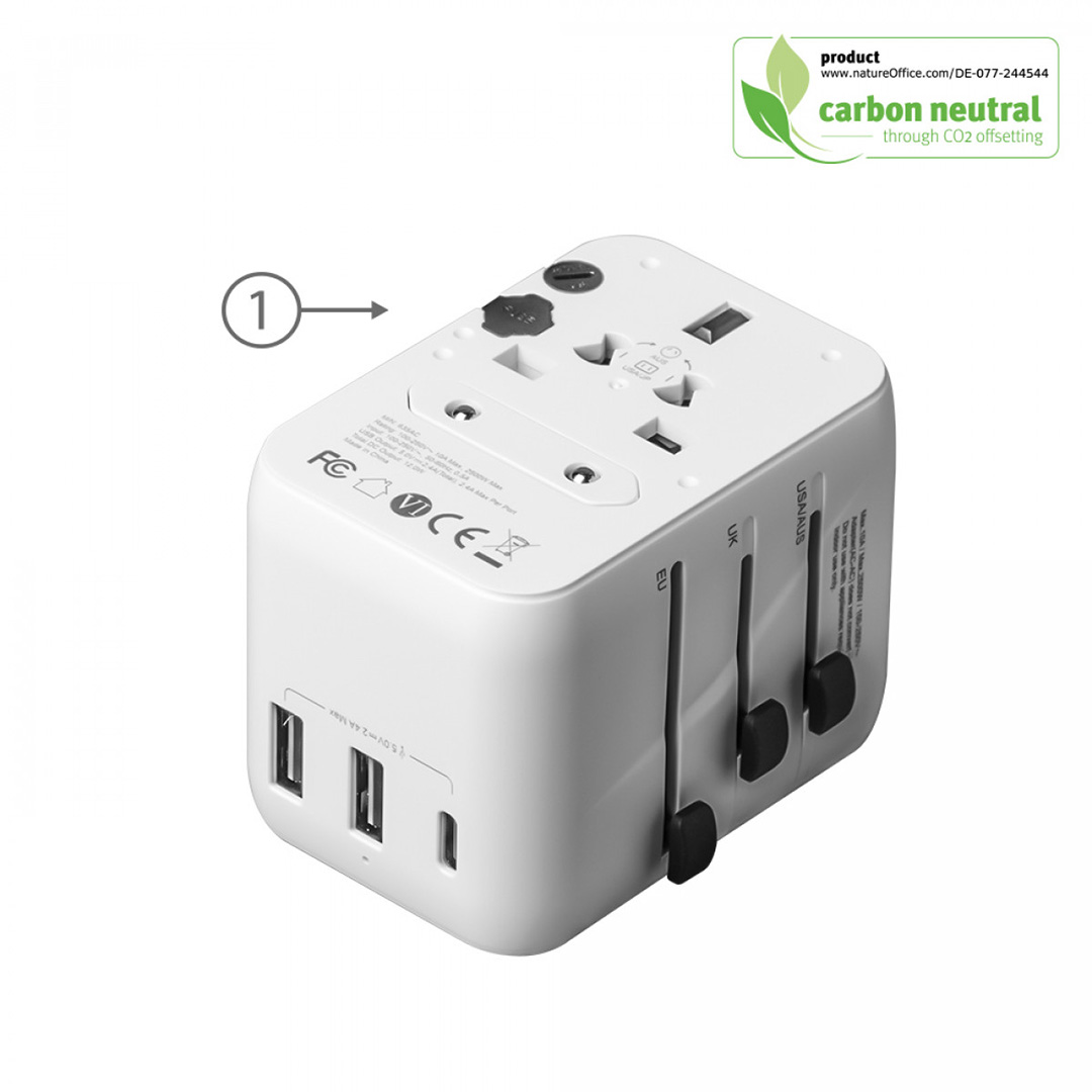 White Matt Universal Travel Adaptor