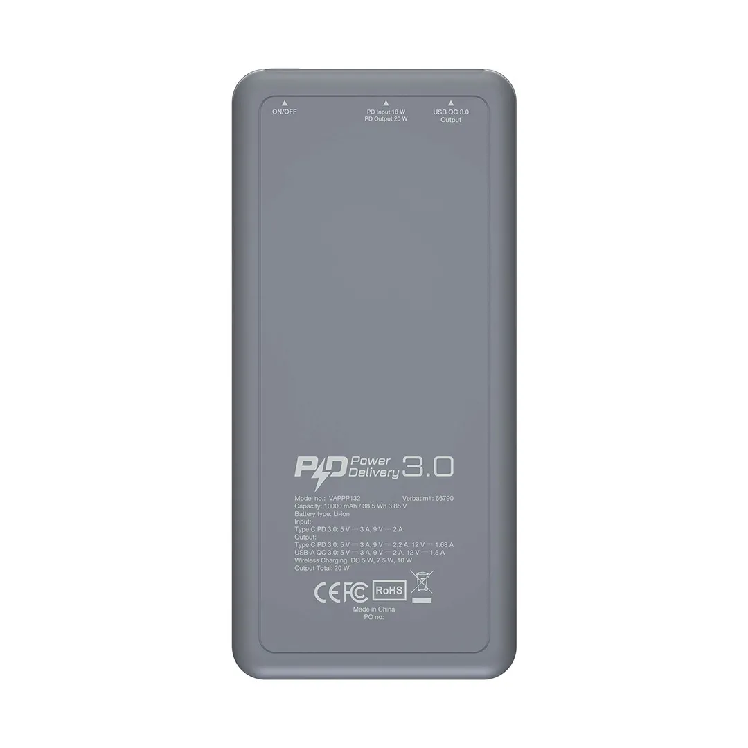 Verbatim 10000mAh Wireless Charging Power Pack