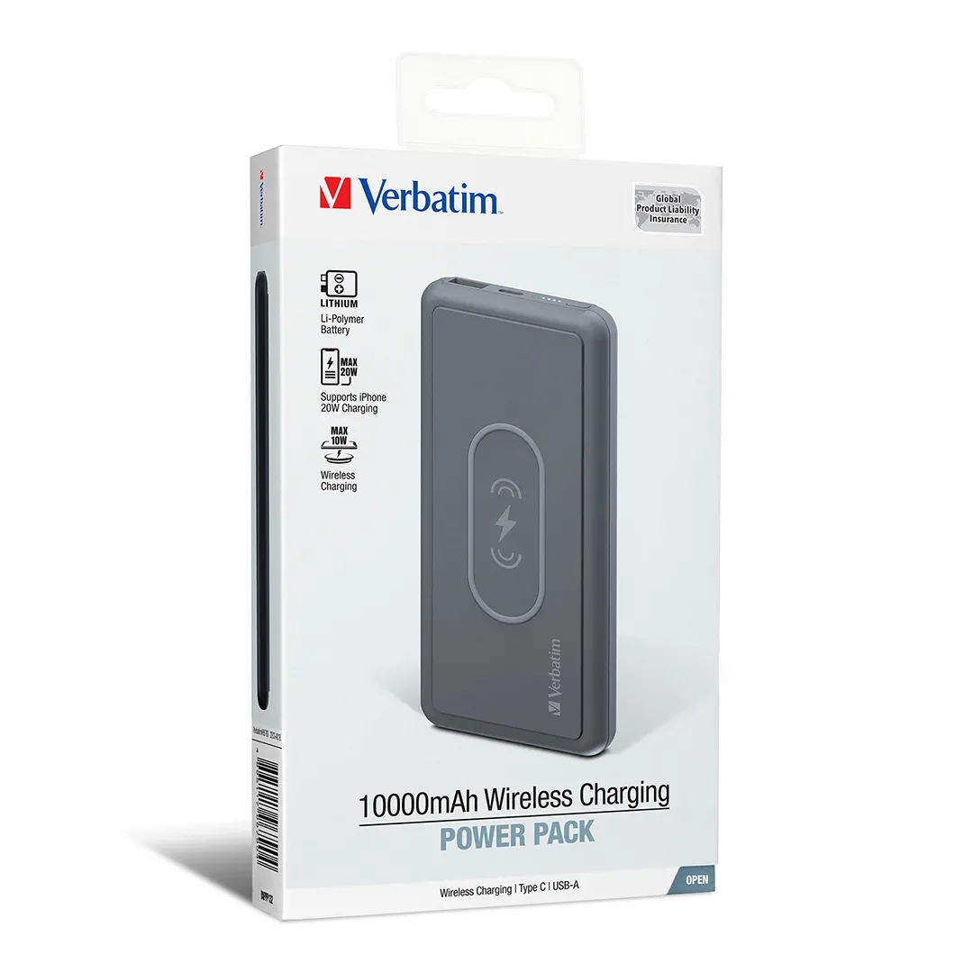 Verbatim 10000mAh Wireless Charging Power Pack