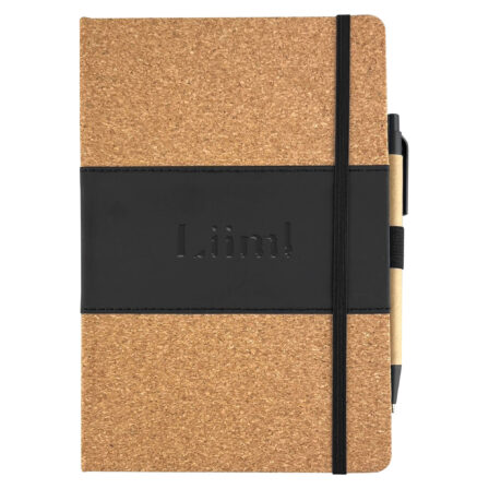 Cork & PU cover A5 notebook with paper pen
