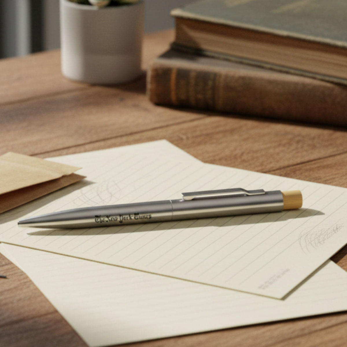 Recycled Stainless Steel and Bamboo Pen