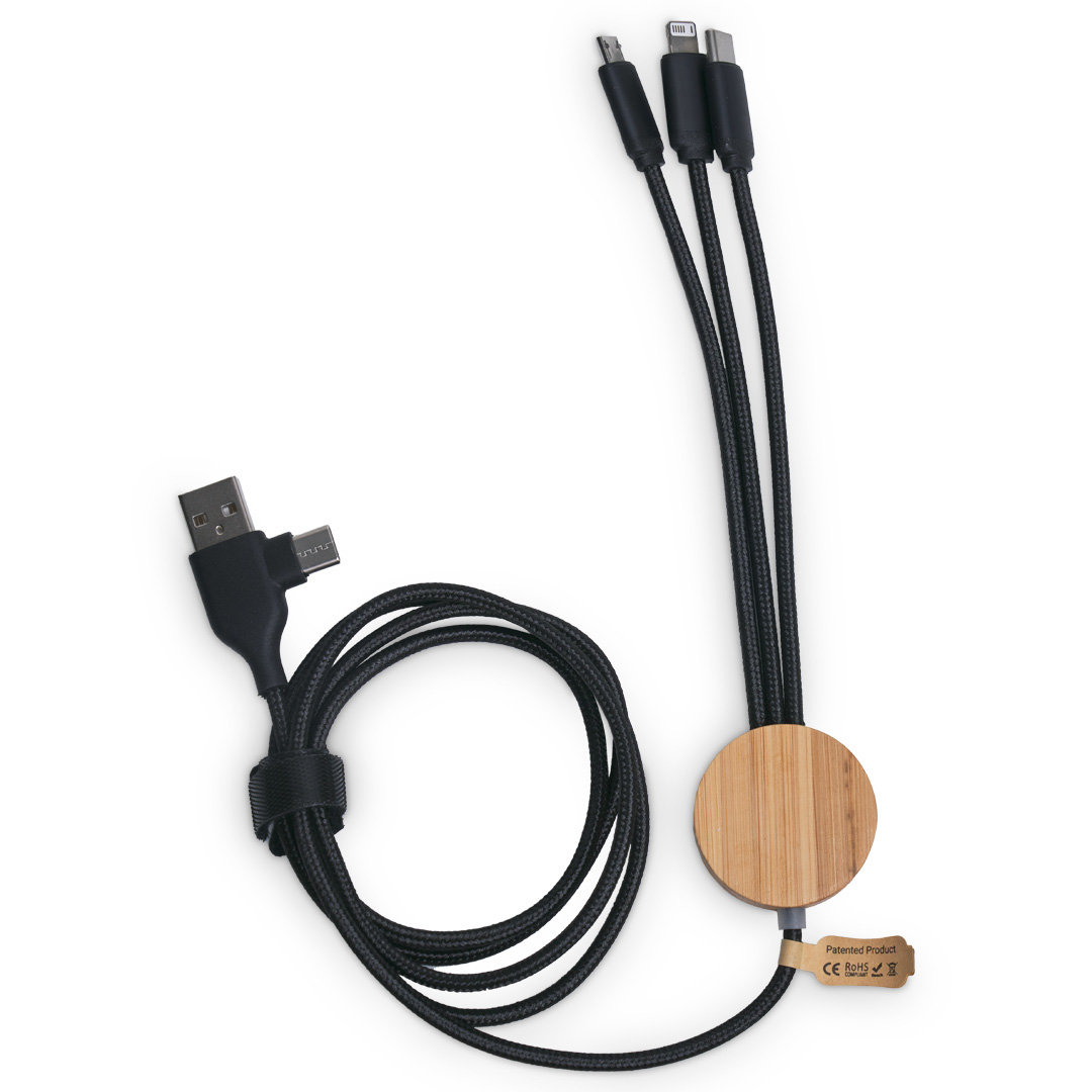 Bamboo LED Long Charging Cable with RPET cable
