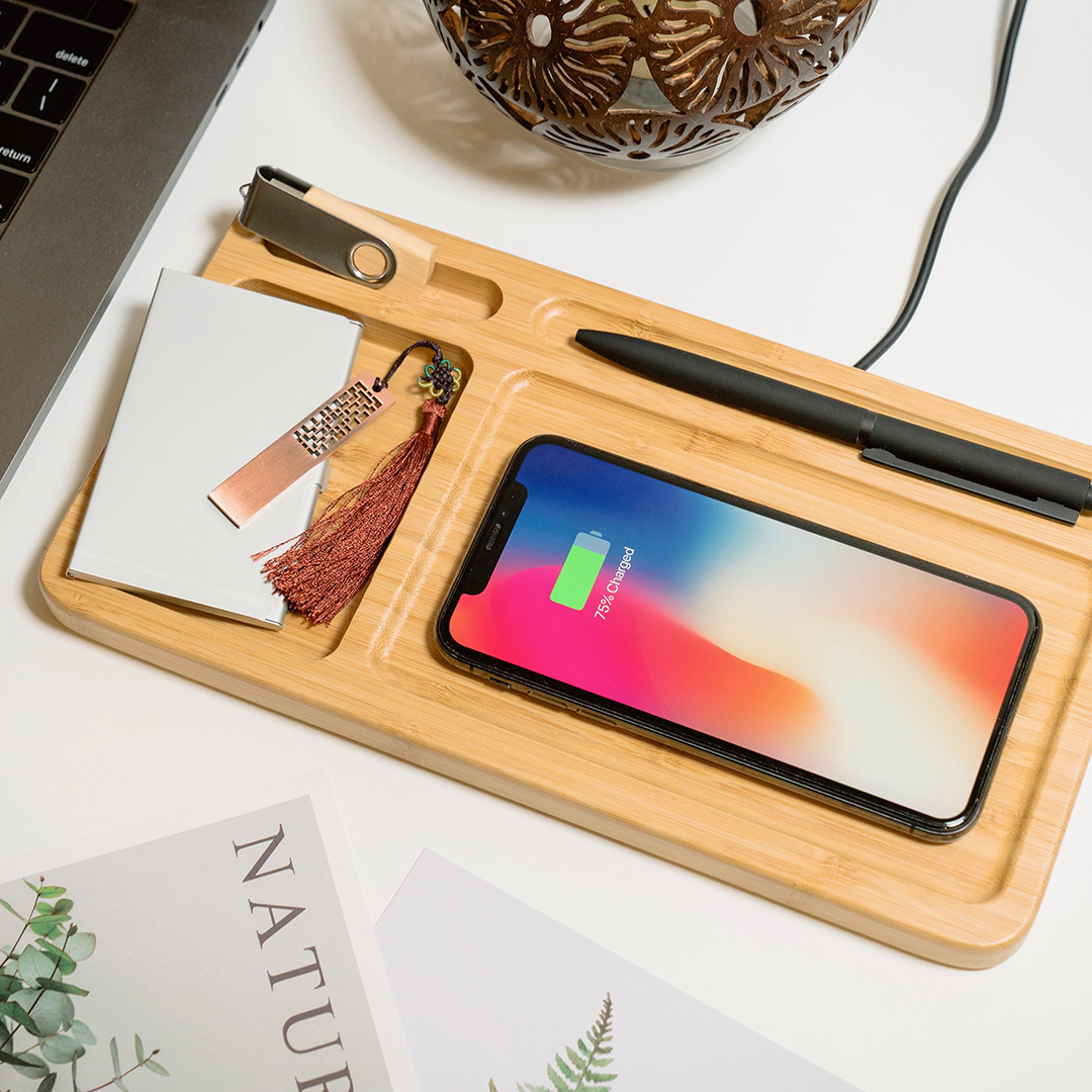 Bamboo wireless charging Desk