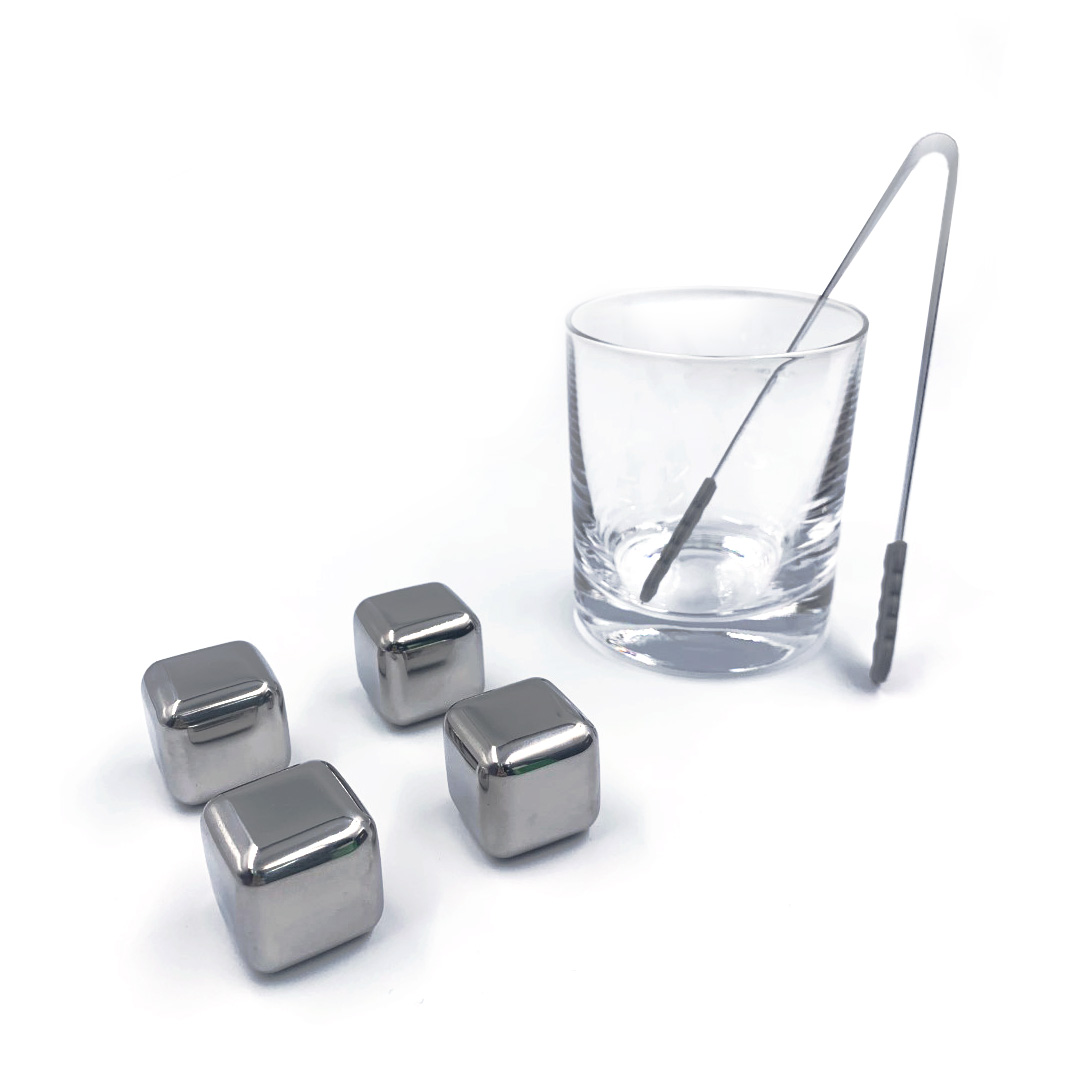 Metal Ice Cube with Whisky Glass Set