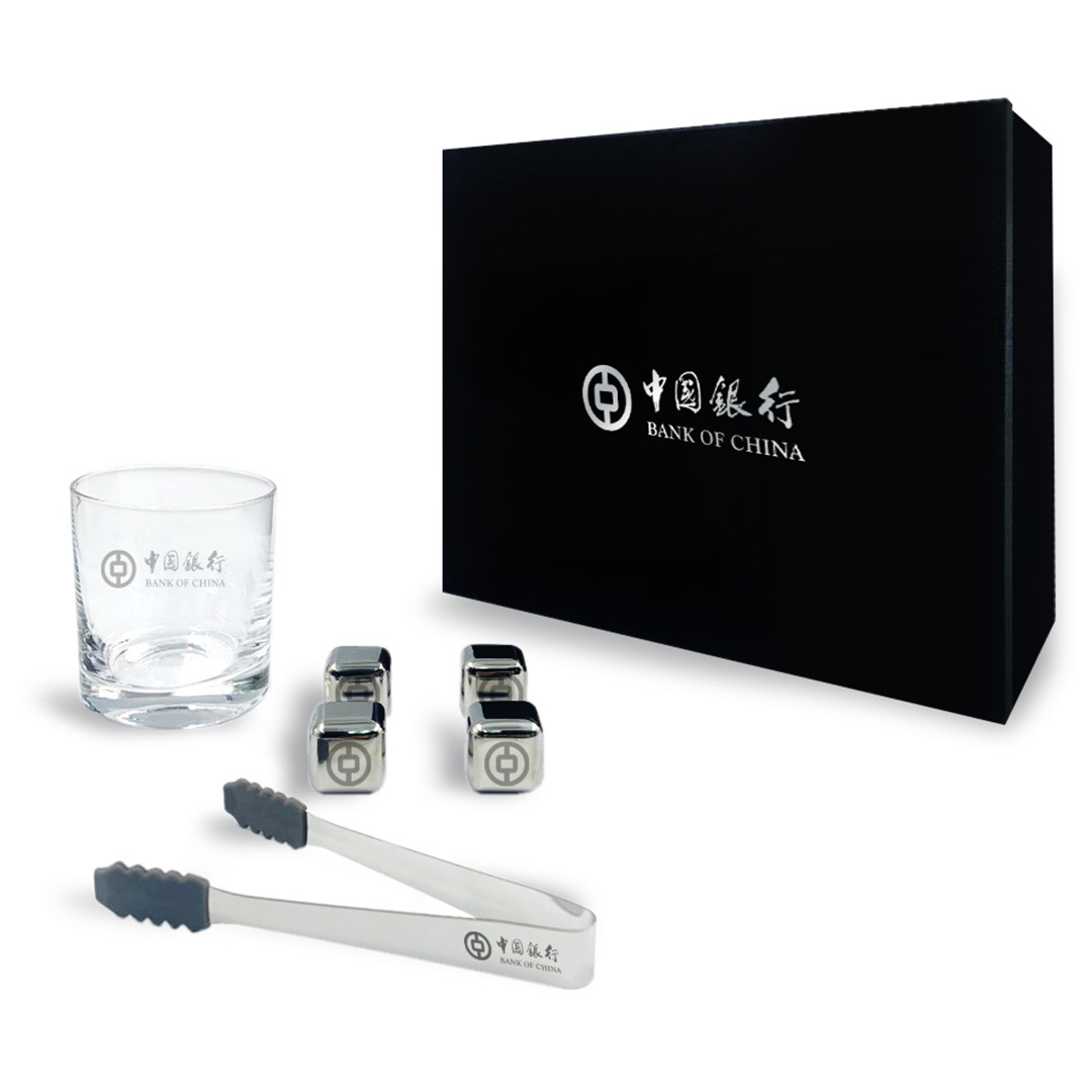 Metal Ice Cube with Whisky Glass Set