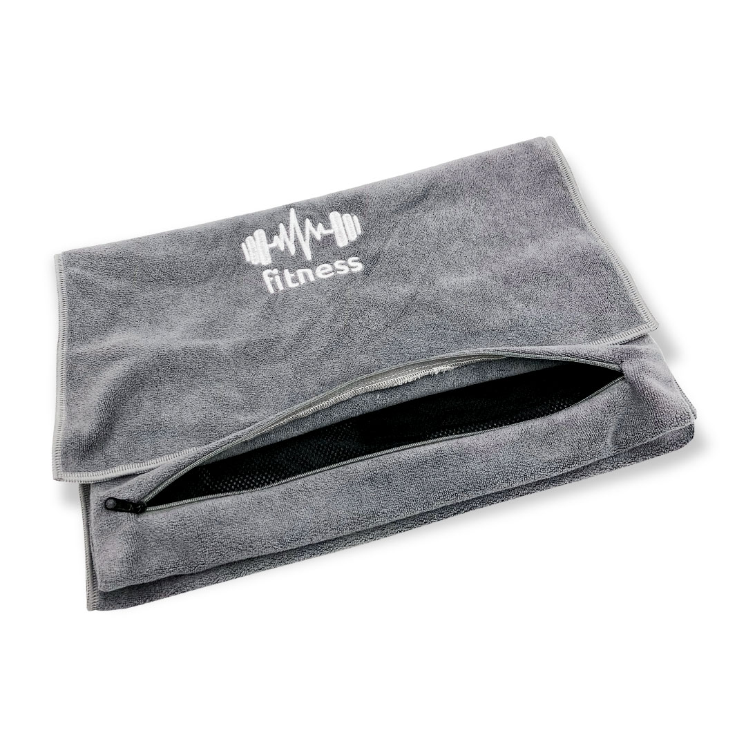 Microfiber Gym SportsTowel with Zipper Pocket