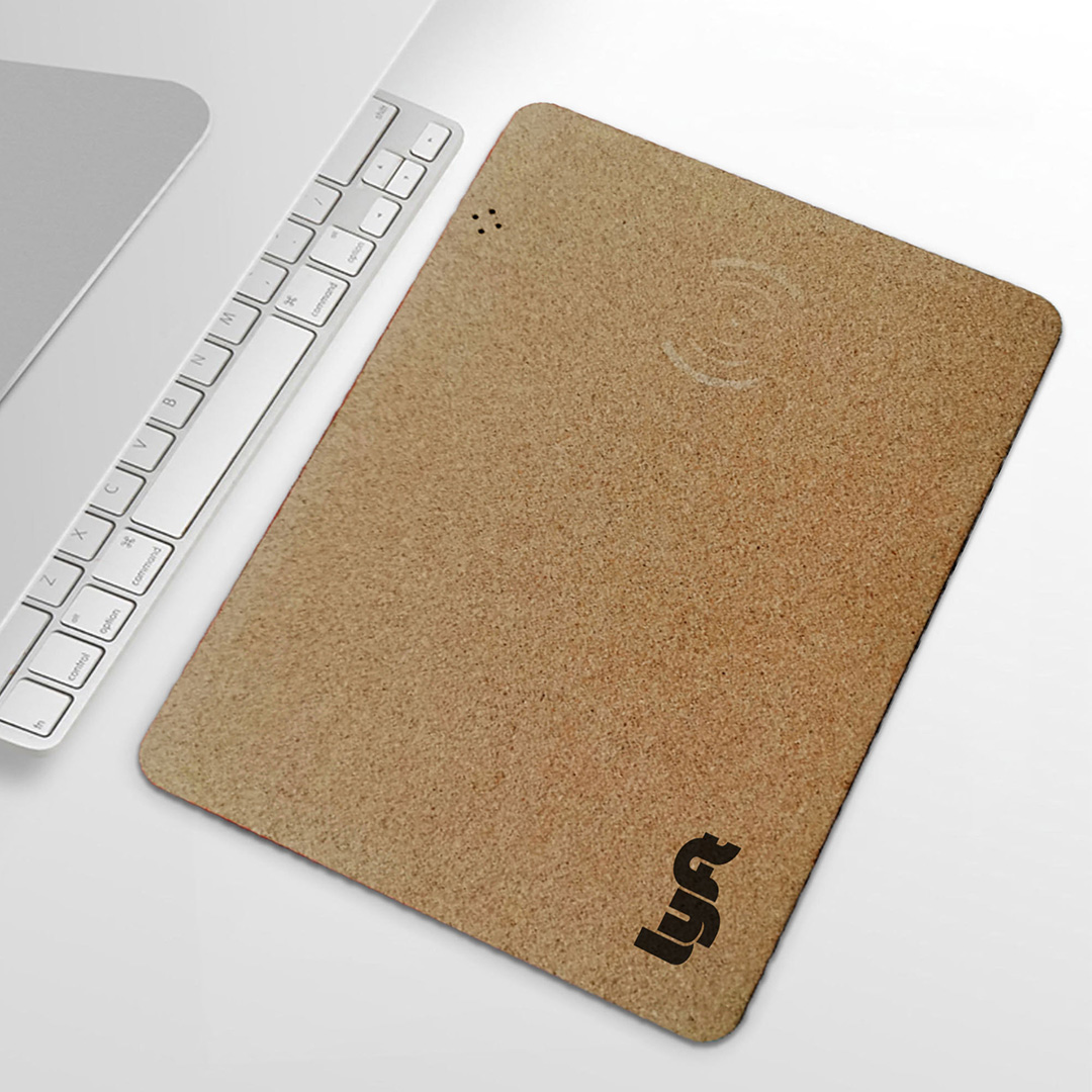 Wireless charging cork mouse pad